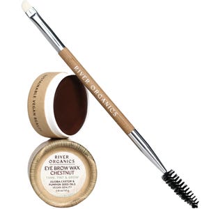 Chestnut Vegan Brow Wax in gentle formula to tint eyebrows naturally that comes in zero-waste packaging