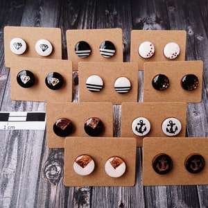 10 mm - 1x pair of hypoallergenic wooden stud earrings - wooden stud earrings - Resin