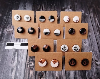 10 mm - 1x pair of hypoallergenic wooden stud earrings - wooden stud earrings - Resin/synthetic resin