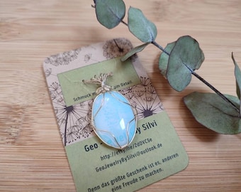 unique opalite (moonstone) wrapped in silver wire / wire wrap (328)