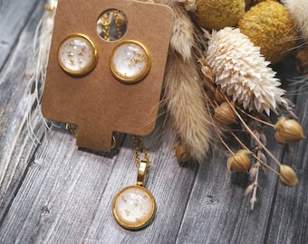 handmade jewelry set "mint" - pendant, necklace and earrings made of synthetic resin
