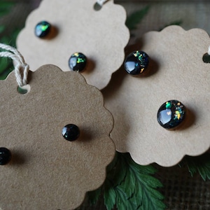 1x pair of hypoallergenic wooden earrings with opal effect - resin - with plastic or stainless steel plug