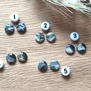 Unique earrings &quot;black MARBLE&quot; polymer clay - hypoallergenic without metals or with stainless steel studs (DIY) - Resinart - 22