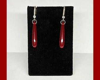 Red Teardrop Earrings. Crystal Ear wires with Sparkel