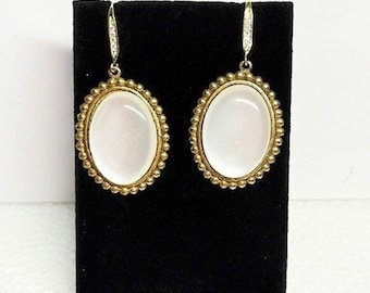 Mother of Pearl Earrings, Crystal Ear wires