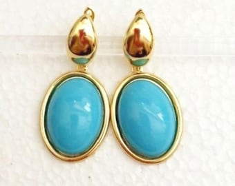 Turquoise Earrings, 18kt Gold Plate - Sleek & Attractive