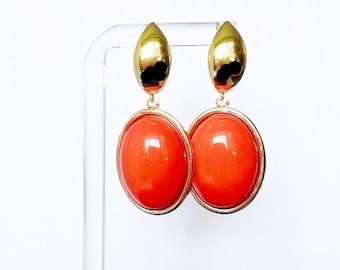 Coral Earrings, 18kt gold plate French Latch Back-Original Design