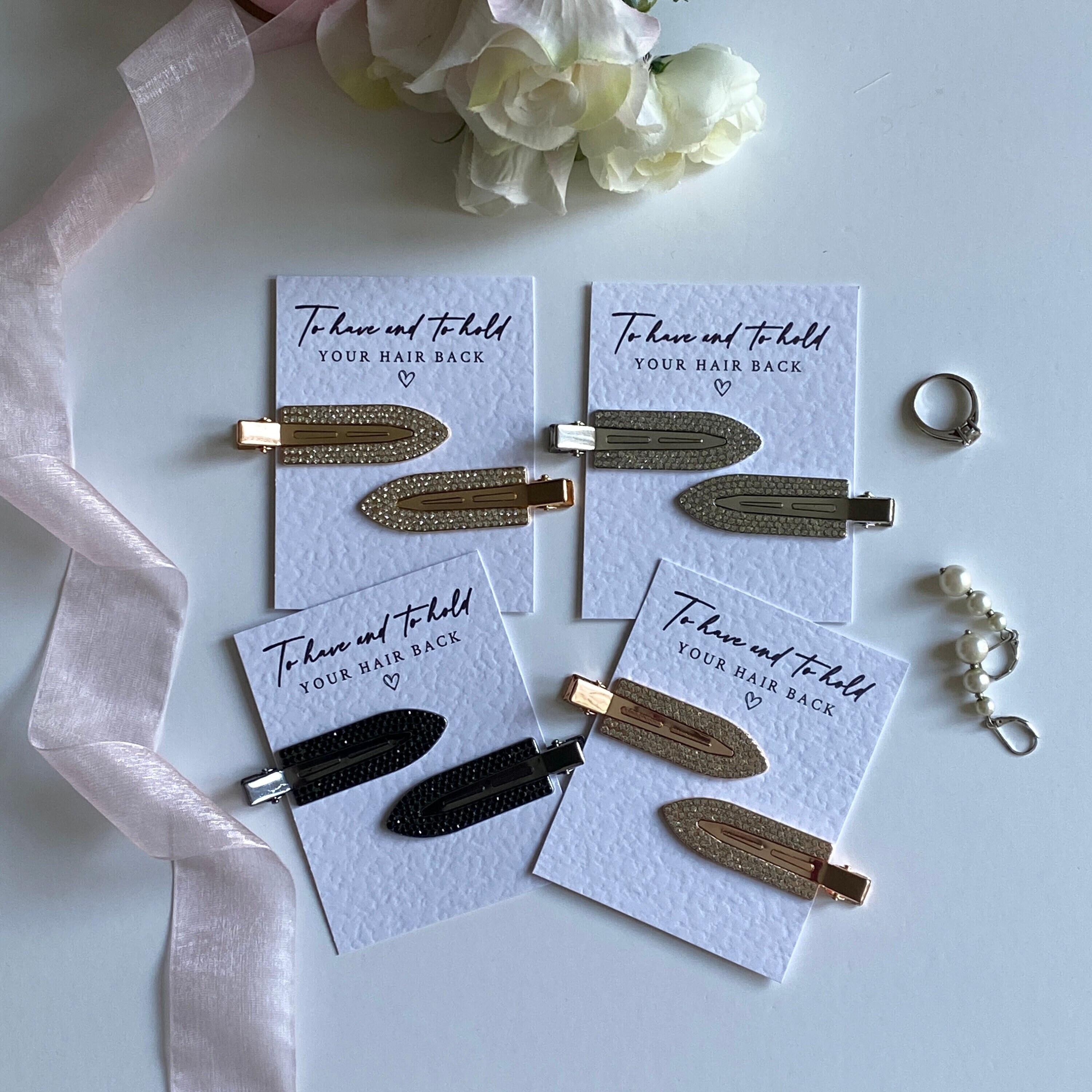 To Have And To Hold Clips, Silver Creaseless Hair Clips, Bridesmaid Hair Clip, No Crease Hair Clips, Hair Clips Getting Ready, Makeup Clips