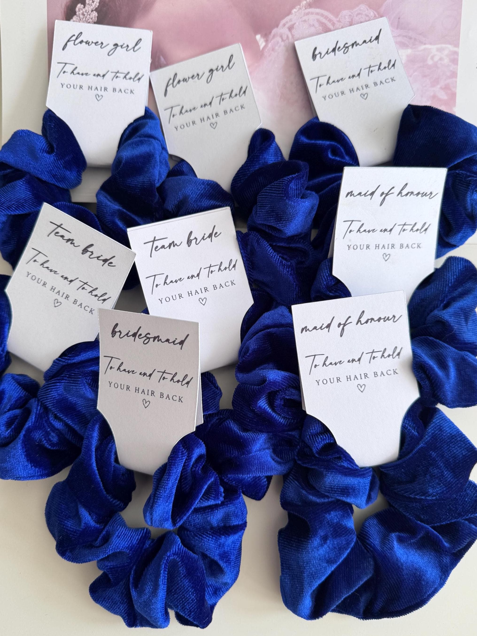 Royal Blue Bridesmaid Proposal Scrunchies, Elegant Velvet Hair Accessories, To Have and To Hold Scrunchies, Custom Blue Bridesmaid Gifts