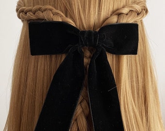 Red Matte Satin Ribbon Hair Bow Barrette, Bow Clip | Grace & Grandeur Micro  Alice Satin Bow