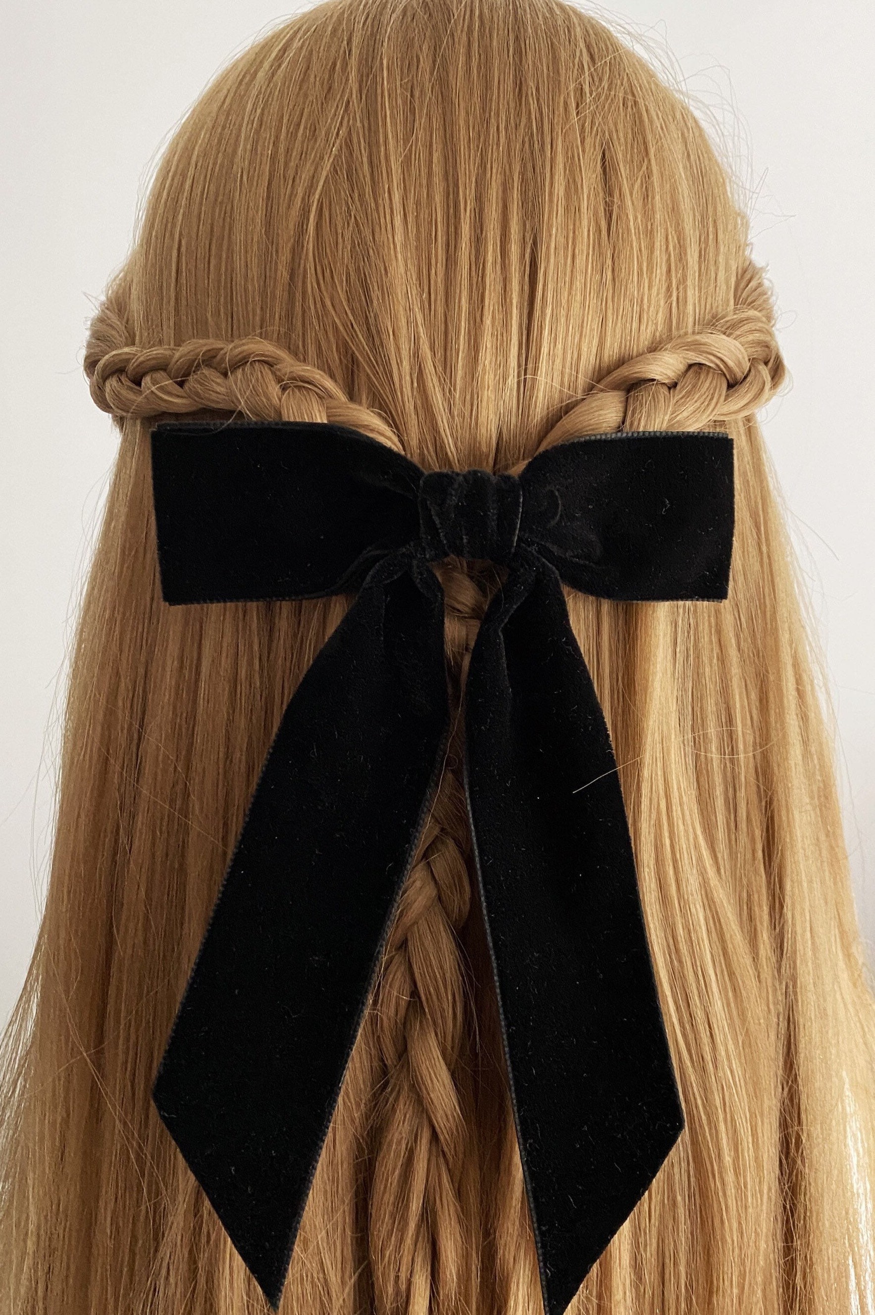 Black Velvet Bow Clip Velvet Hair Bow Black Hair Bows for