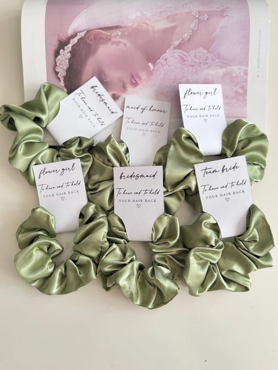 Sage Green Bridesmaid Scrunchies, Bridesmaid Proposal Gift, To Have and To Hold Scrunchies, Wedding Party favour, Scrunchie for Bridesmaids