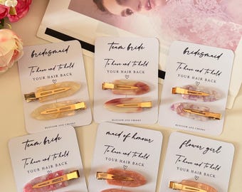 Personalised Creaseless Hair Clip for Bridesmaids, Wedding Party Accessory, Getting Ready Clips
