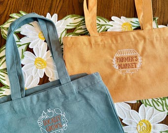Gestickte Bauernmarkt-Einkaufstasche aus Segeltuch: Geschenke für Sie, Reißverschluss