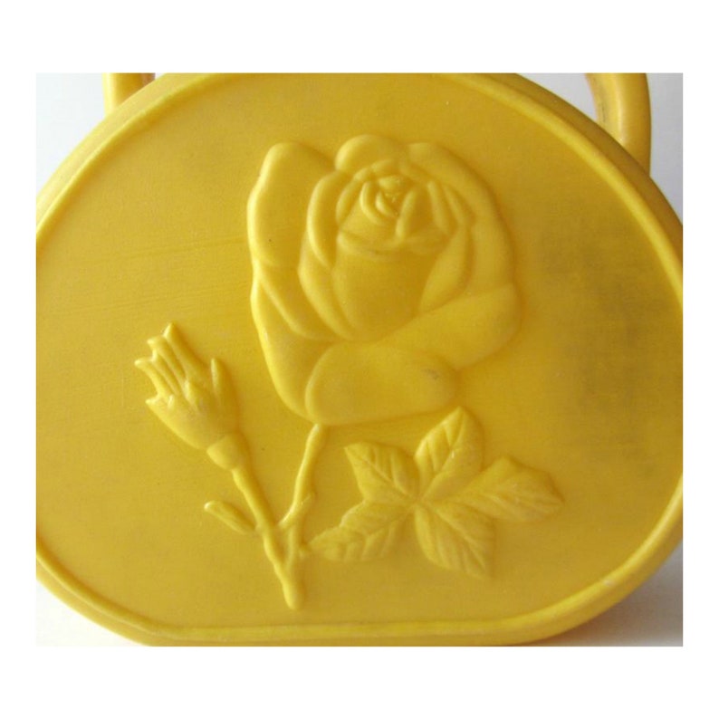 Vintage Watering Can 70s Decor Yellow Watering Can Vintage Garden Shabby Chic Decor Indoor Planting Embossed Rose Plastic Watering Can