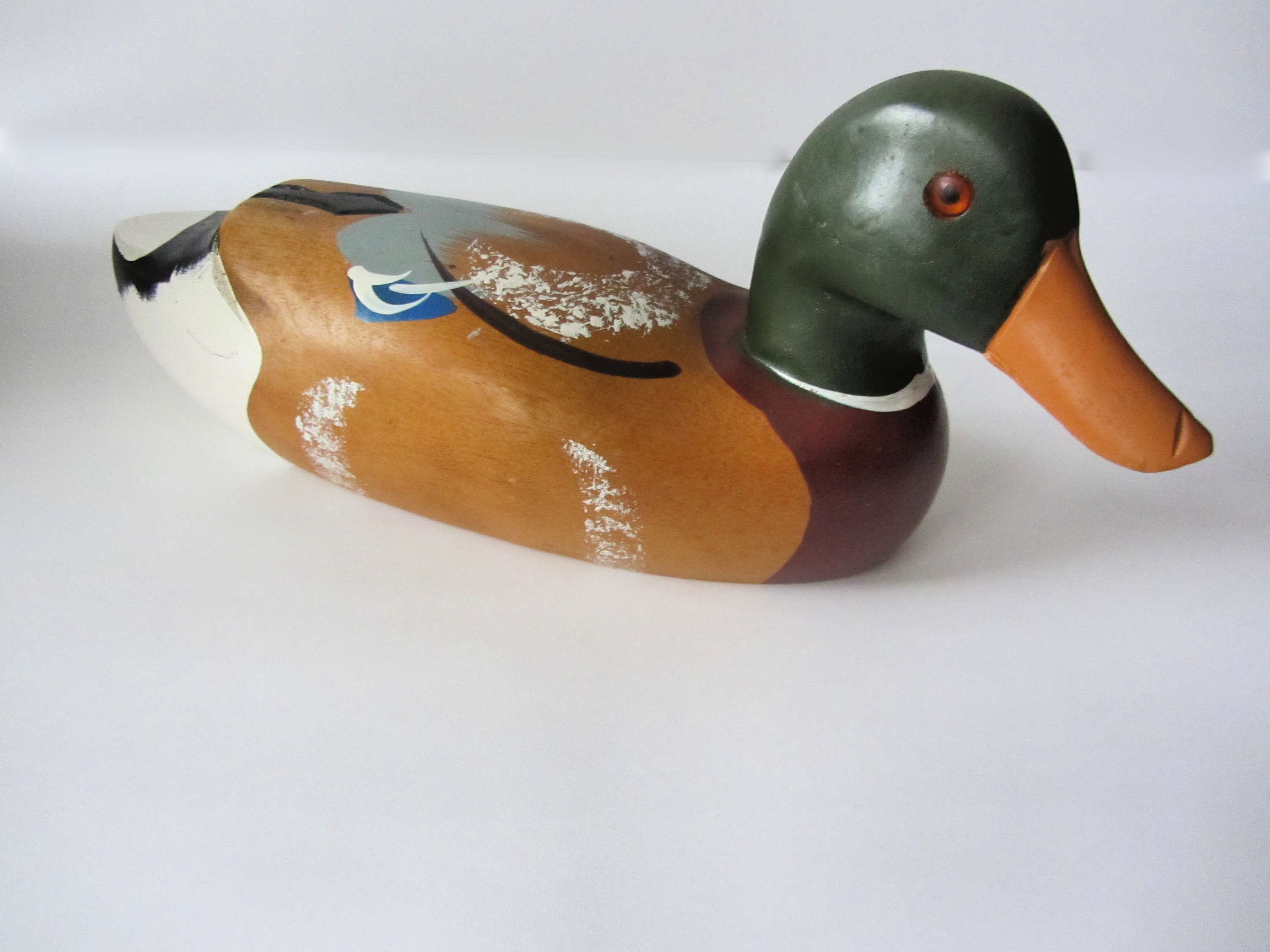 Vintage LARGE Carved Mallard Duck Decoy Duck Hunting Decor Etsy