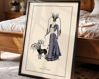 Funny Octopus Print for Steampunk Home Decor Dark Academia Wall Art Gothic HP Lovecraft Cthulhu Poster Vintage Style Dog Lover Gift