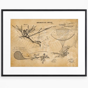 Vintage Flying Machines Patent Steampunk Wall Art Patent Wall Art