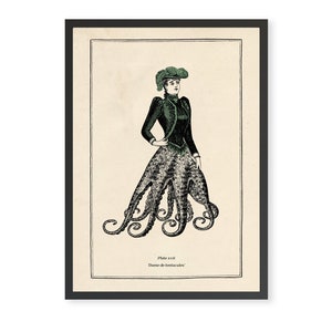 Vintage Surreal Octopus Print Surreal Tentacles Collage Gothic Wall Print Steampunk Wall Print