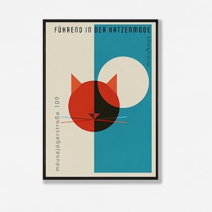 Bauhaus impresión gato arte impresión gato cartel arte geométrico divertido gato impresión arte moderno