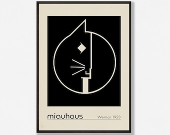 Bauhaus Print Cat Art Print Cat Poster Geometric Art Funny Cat Print Modern Art