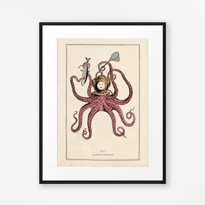 Vintage Oktopus Print Surreale Wand Kunst Steampunk Gothic Wandbild