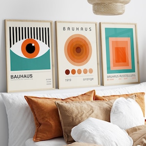 Bauhaus Set Affiche Orange Wall Art Minimalist Wall Art Mid Century Art Bauhaus Print, Arte abstracto