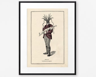 Funny Gothic Squid Print Humourous HP Lovecraft Cthulhu Print Vintage Fantasy Octopus Wall Art