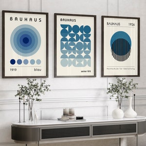 Bauhaus Poster Affiche Dusky Blue Wall Art Minimalista Wall Art Mid Century Art Bauhaus Stampa Arte astratta