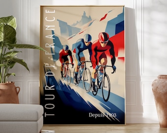 Poster di ciclismo Regalo di ciclismo Stampa del Grand Tour Regali di ciclismo Tour de France Arredamento di metà secolo, Stampa di bici, Gara Le Tour, Arte modernista