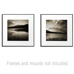 Pair Landscape Prints Lake District Black and White Art Landscape Photography Matching Wall Art Mountains and Lakes, Large Square Print