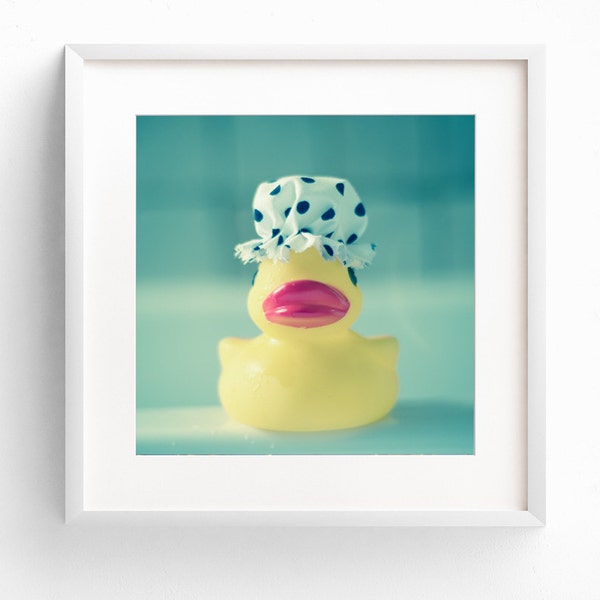 Nursery Wall Art Art for Kids Room Whimsical Art Mint Green Square Print Bathroom Wall Art, Animal Print, Bathroom Decor, Rubber Duck