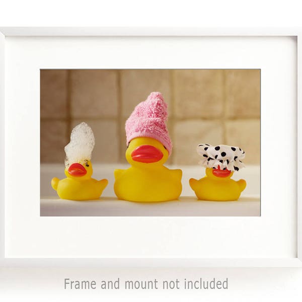 Cute Rubber Duck Bathroom Print, Kid's Room Print, Mother and Child Art