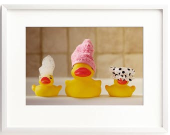 Cute Rubber Duck Bathroom Print Kid&#39;s Room Print Mother and Child Art