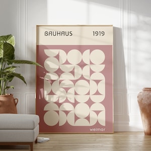 Impression Bauhaus Art abstrait Affiche Bauhaus Art moderne Affiche d'art moderne Art géométrique Art mural rose pâle, neutre