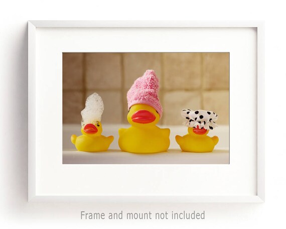 Rubber Duck Bathroom Black Yellow FRAMED ART PRINT Picture Square Artwork | UK