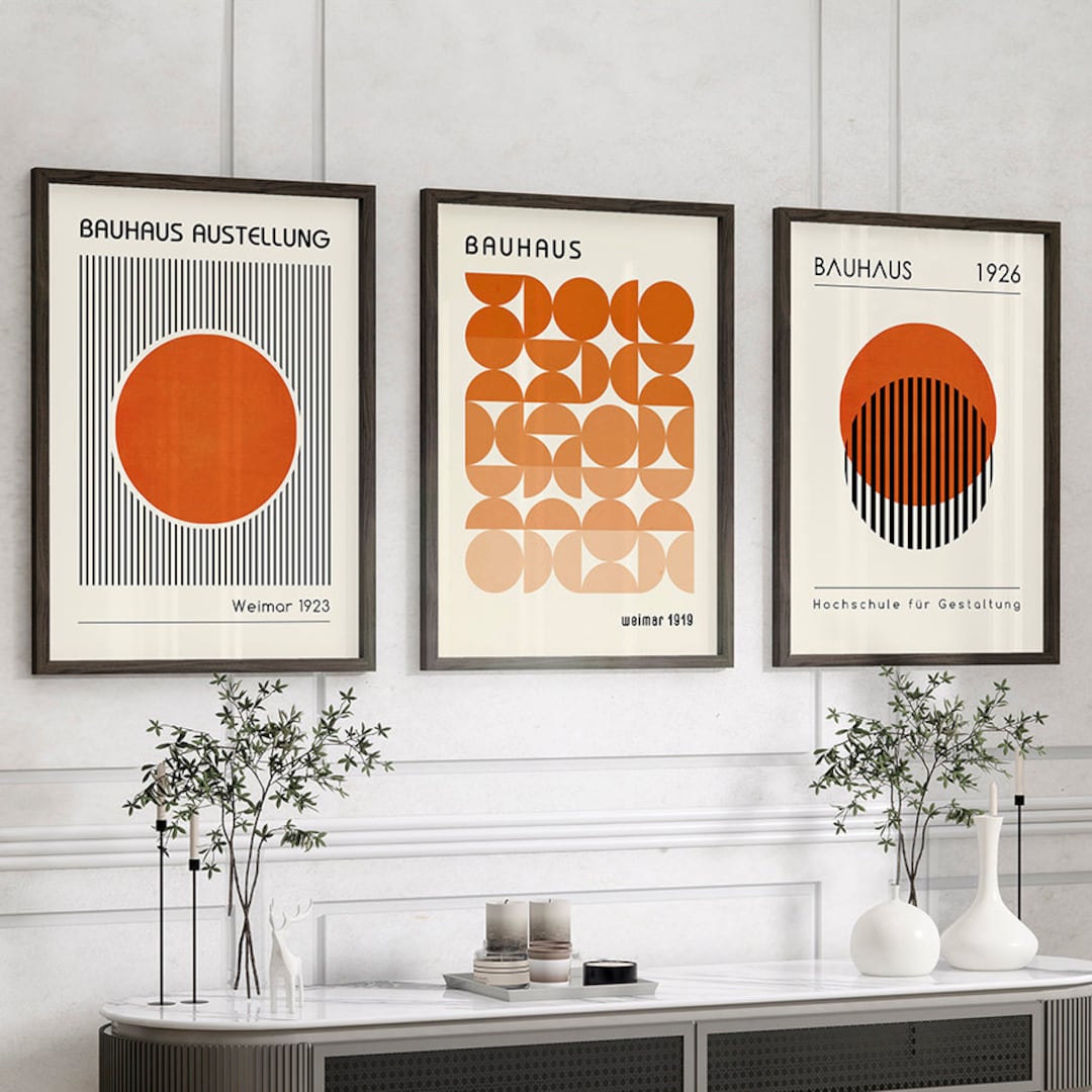 Bauhaus Poster Affiche Set Orange Wall Art Minimalist Wall Art Mid ...