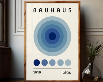 Bauhaus cartel descarga instantánea Affiche pared arte imprimible sala de estar decoración nuevo hogar regalo azul pared decoración impresión Bauhaus pared arte