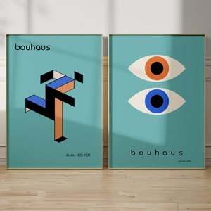 Bauhaus impresión set turquesa carteles de arte moderno mediados de siglo decoración de pared moderna minimalista Bauhaus arte de la pared sala de estar moderna nuevo regalo del hogar