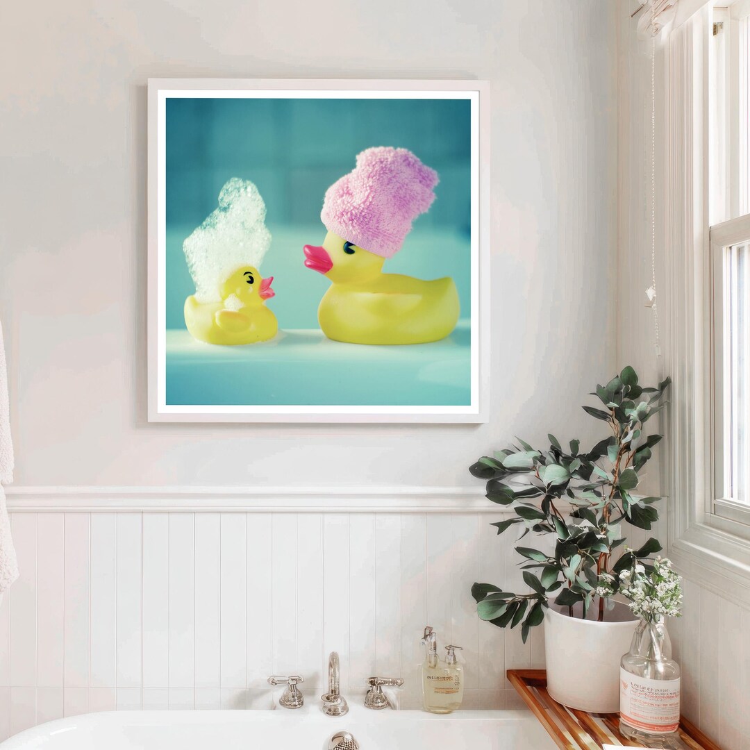 Cute Rubber Duck Print Nursery Wall Art Aqua Wall Art Square Print ...