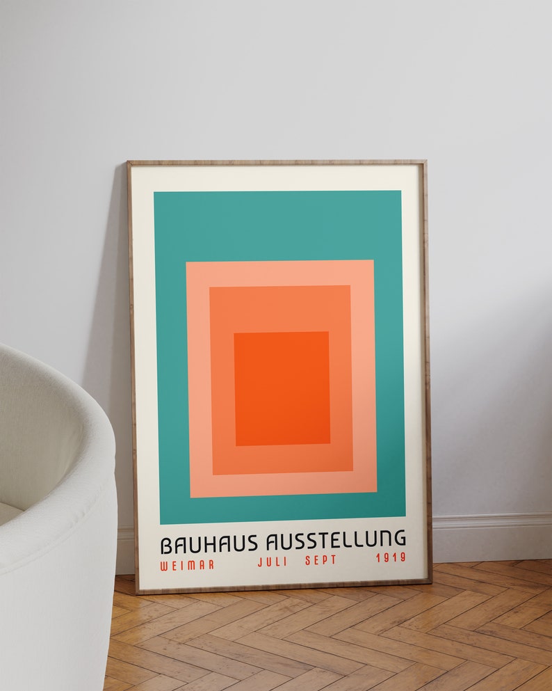 Bauhaus Print Orange Wall Art Bauhaus Poster Modern Art Bauhaus Squares ...