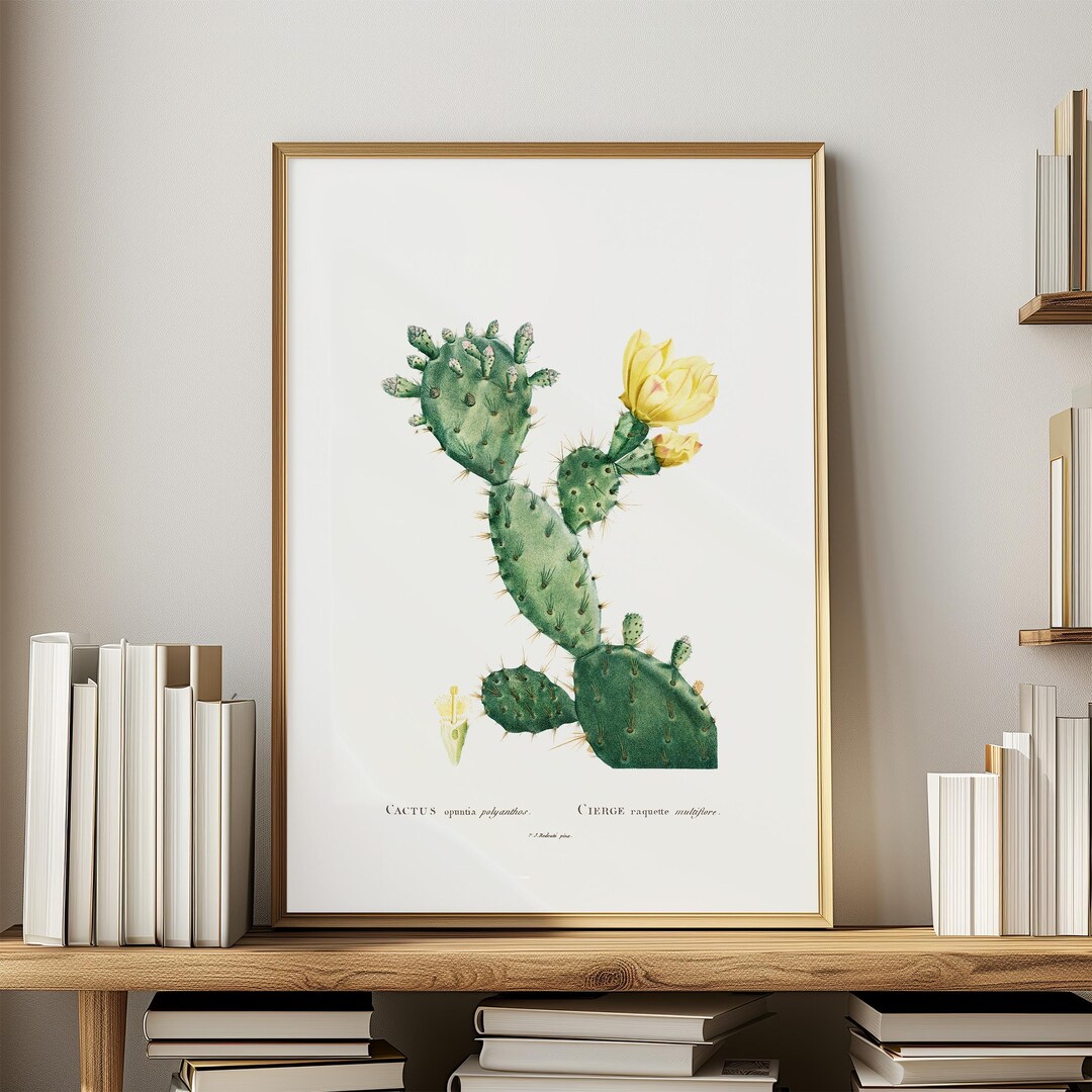 Botanical Cactus Wall Art Print Prickly Pear Home Decor Southwest Style ...
