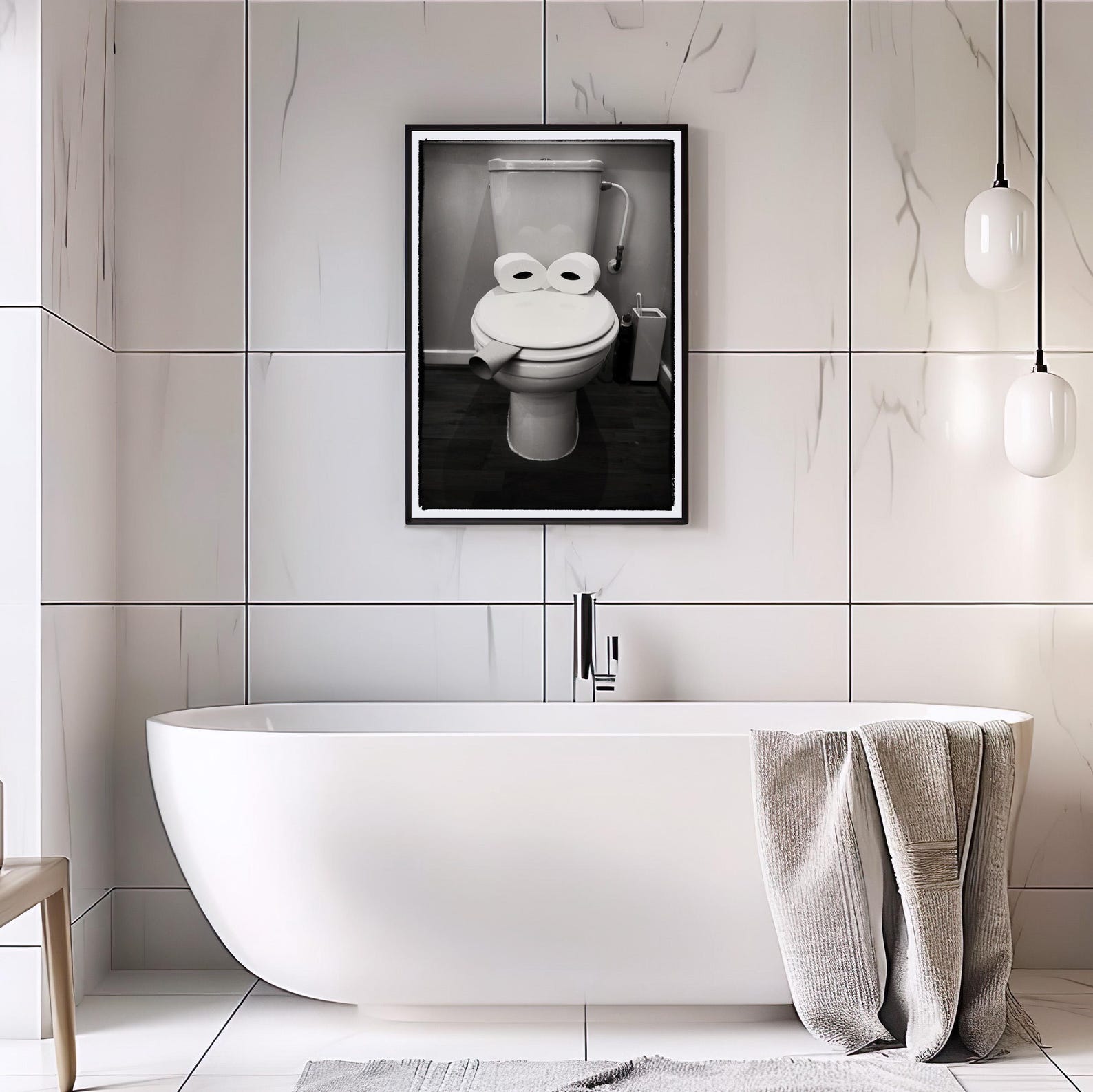 Toilet Wall Art Funny Bathroom Accessories for Quirky Decor Black and ...
