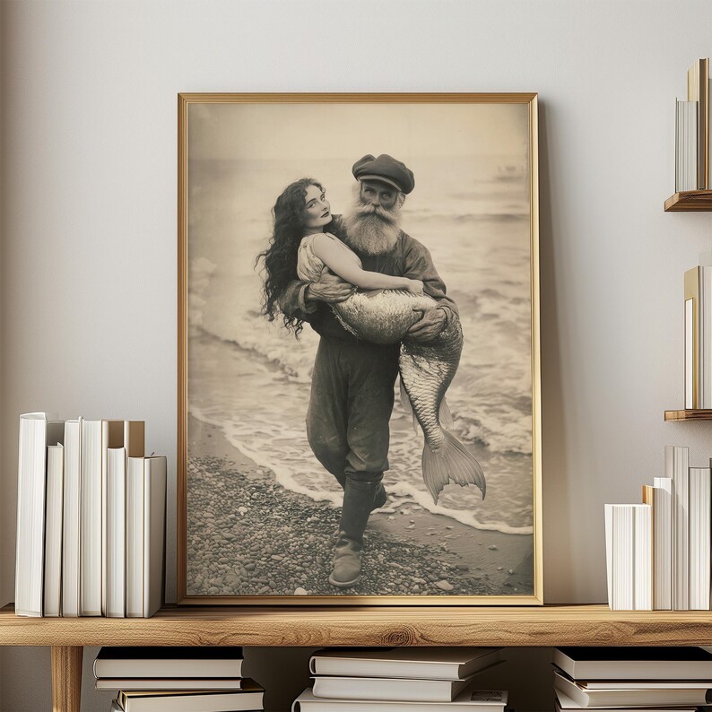 Nautical Theme Artwork Vintage Mermaid Print Collection Beach House Design Coastal Home Decor Beautiful Bathroom Wall Art Ocean Style Display Perfect Seaside Gift Essential Maritime Look Classic Beach House Aesthetic Sepia Collection