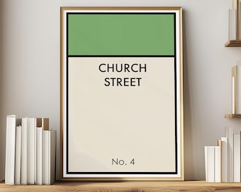 Personalised Address Custom Print Property Art House Number Street Name Wall Board Game Inspired Decor Housewarming Gift Idea