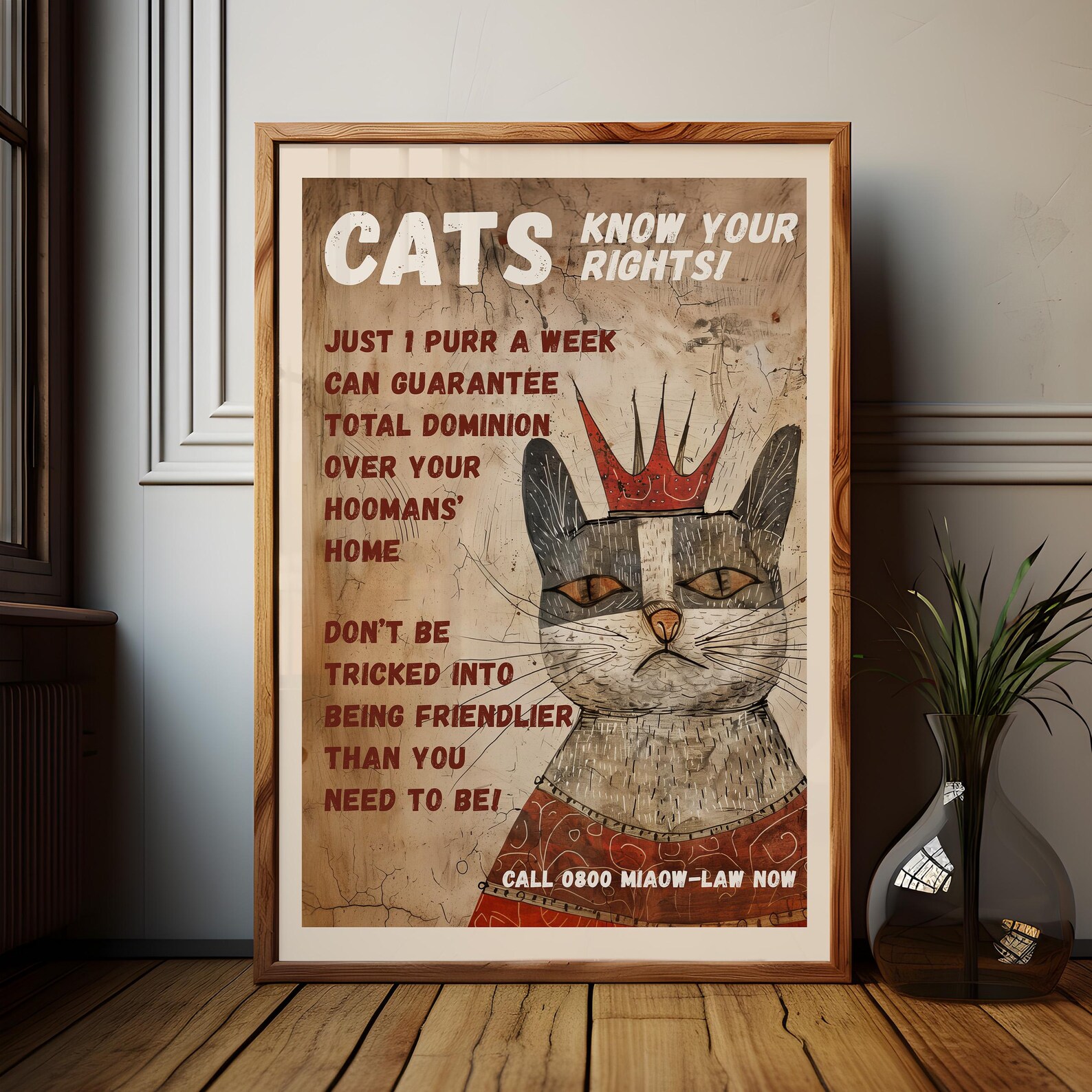 Funny Cat Poster for Cat Lover Gift Wall Art for Cat Mom Home Decor ...