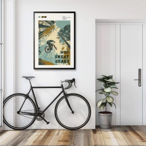 Mountain Bike Art Wall Print Cycling Decoration Man Cave Decor Bike Enthusiast Gift Idea Outdoor Adventure Trail Rider Mtb Design Cycling image 4