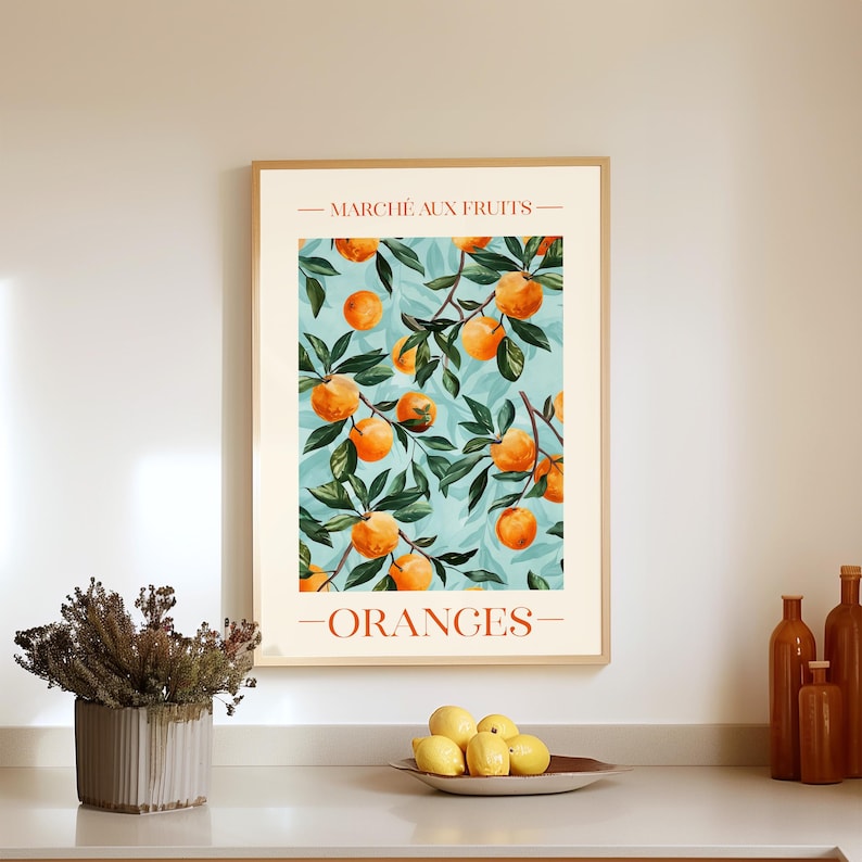 Oranges Art French Kitchen Citrus Poster Summer Decor Kitchen Gift for ...
