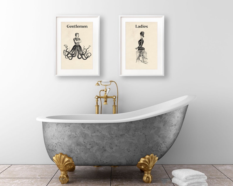 Funny Bathroom Wall Art Quirky Bathroom Signs Ladies and | Etsy