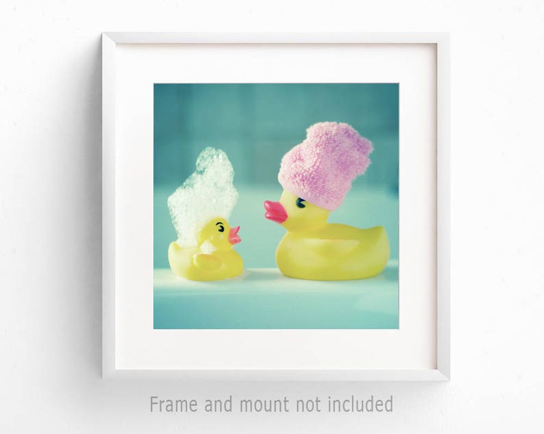 Cute Rubber Duck Print Nursery Wall Art Aqua Wall Art Square Print ...
